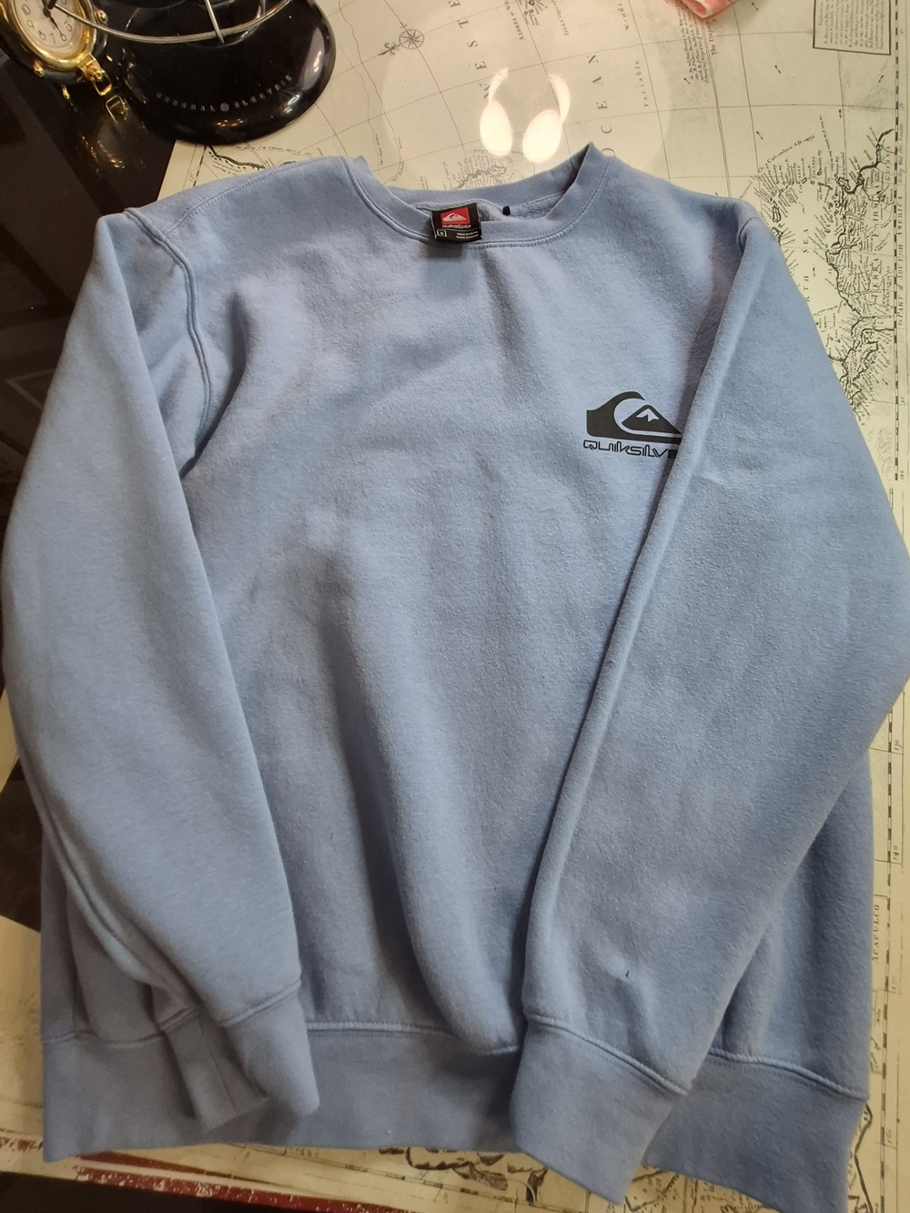 Quiksilver Light Blue Crewneck Sweatshirt with Chest Logo